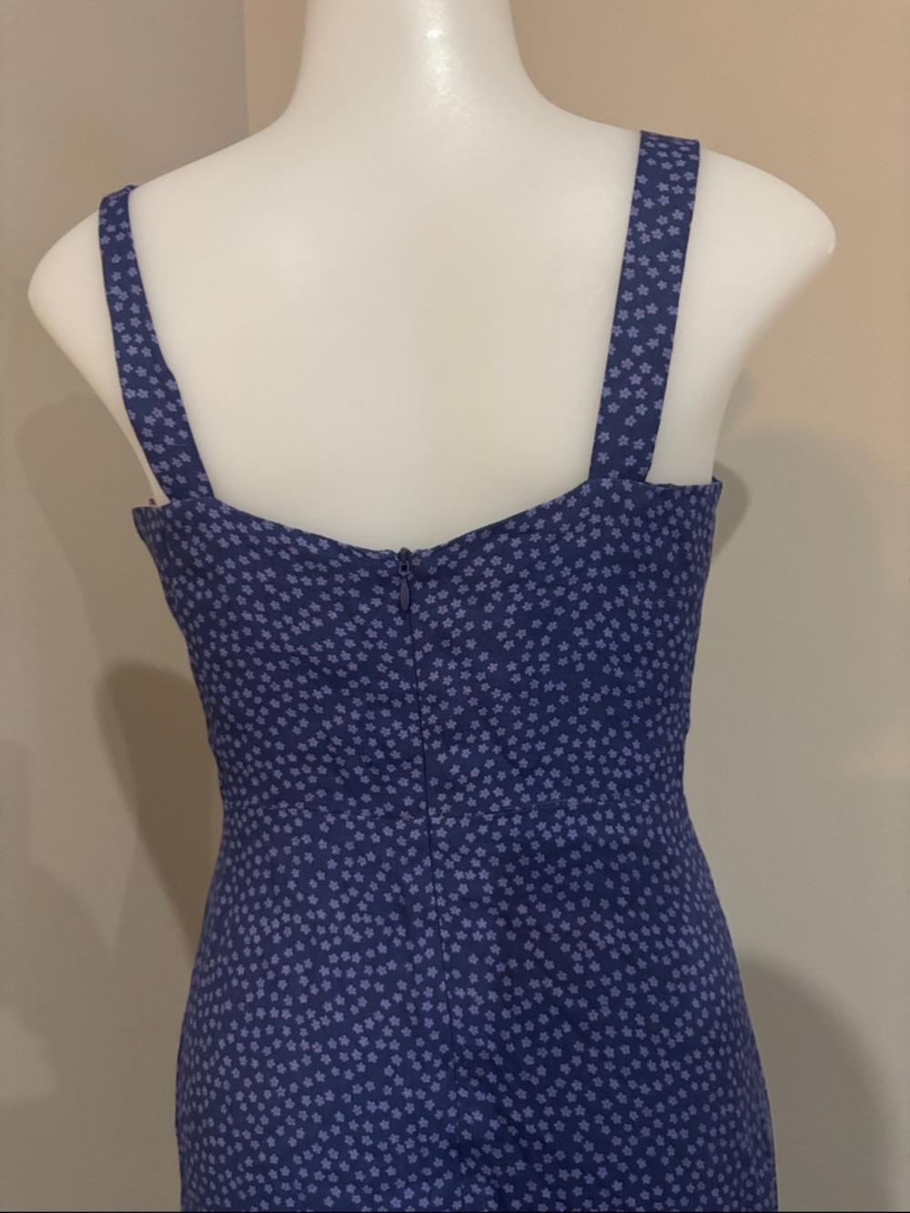 Reformation Persimmon Dress Blue Square-Neck Button-Front Midi Dress - Picture 7 of 16